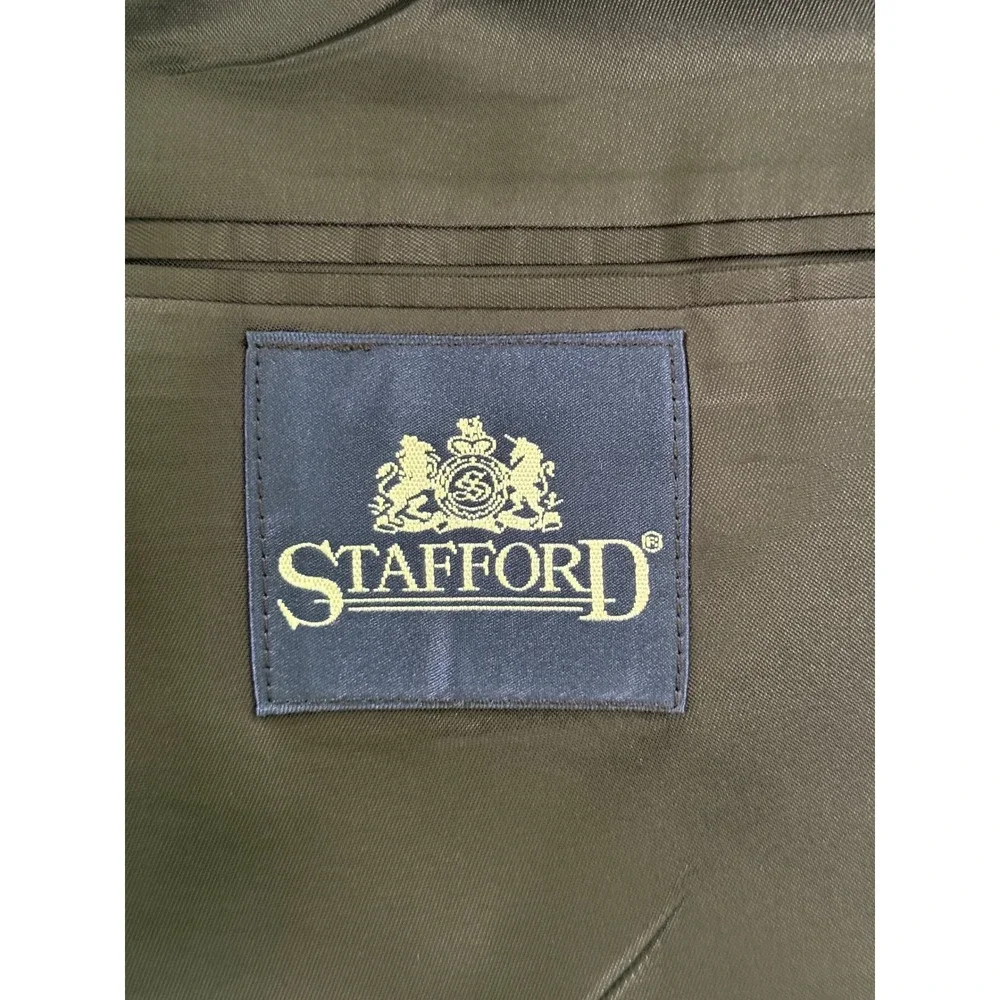 Stafford Mens Navy Blue Blazer Sport Coat 50R Worsted‎ Wool Blend USA